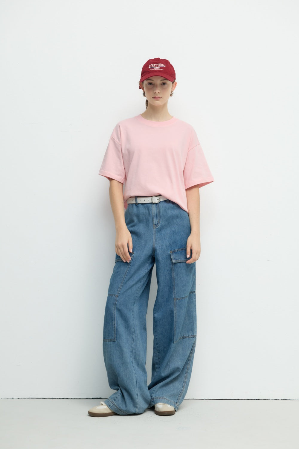 輕磅洗色工裝牛仔褲-藍