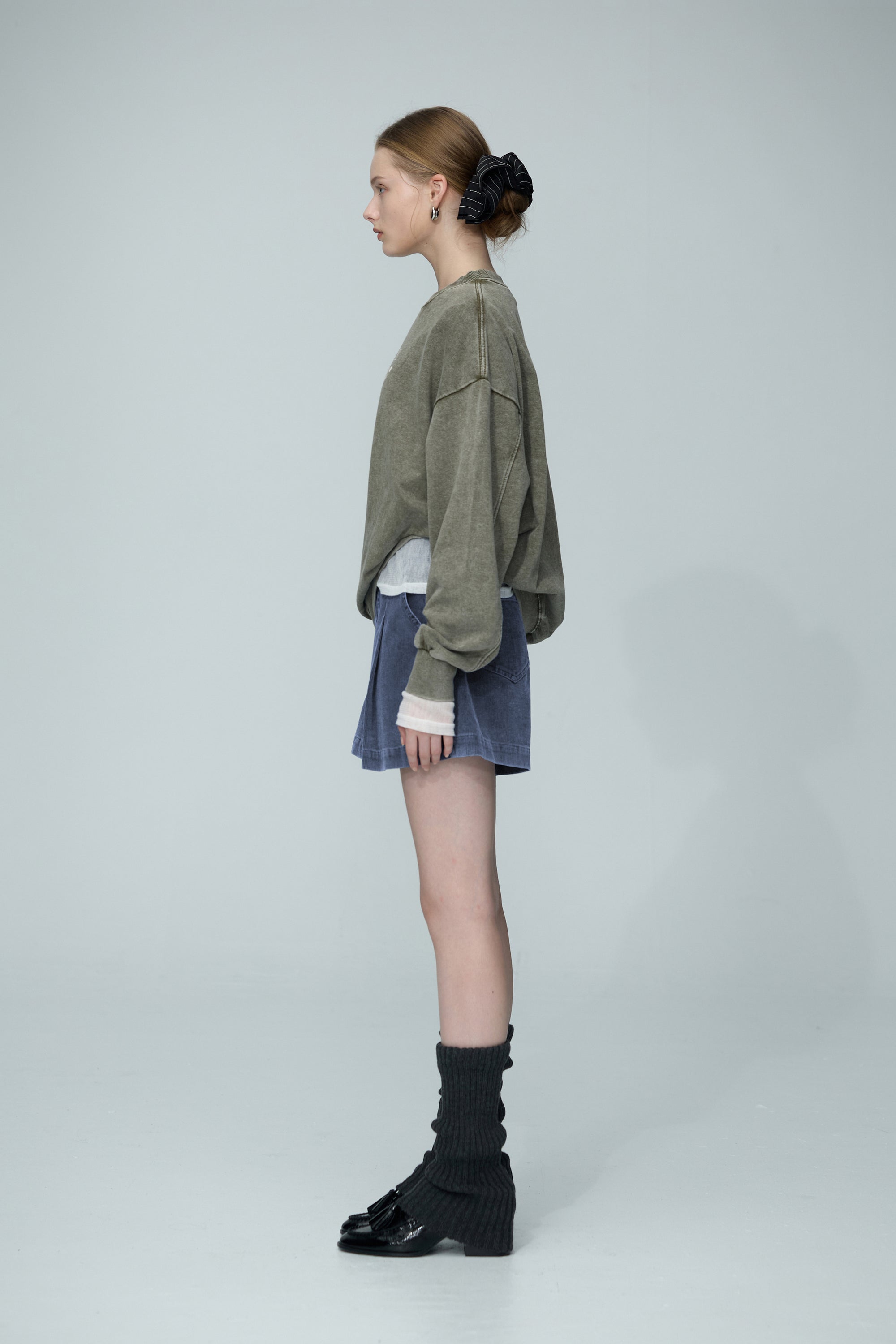 UNISEX厚磅洗水印花寬版TEE-綠色