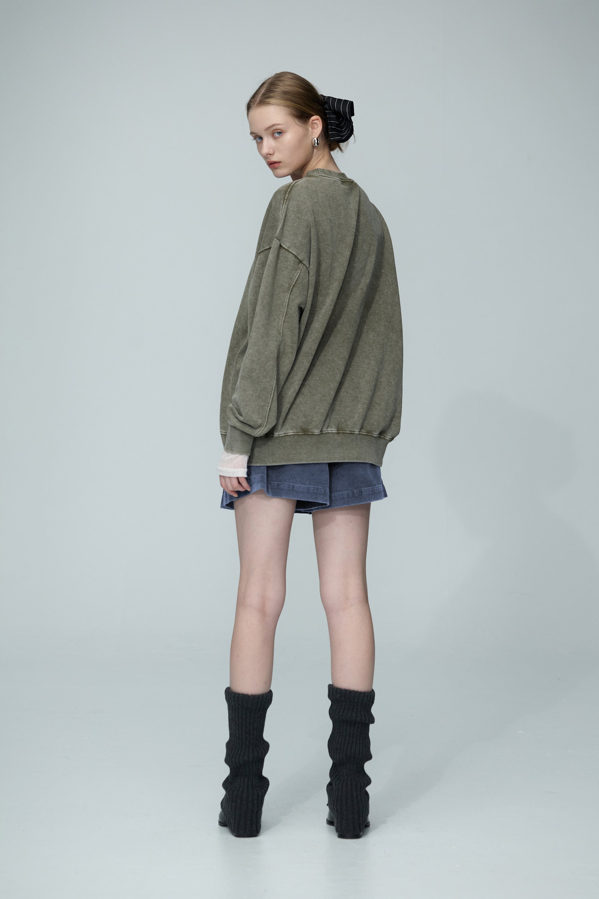 UNISEX厚磅洗水印花寬版TEE-綠色