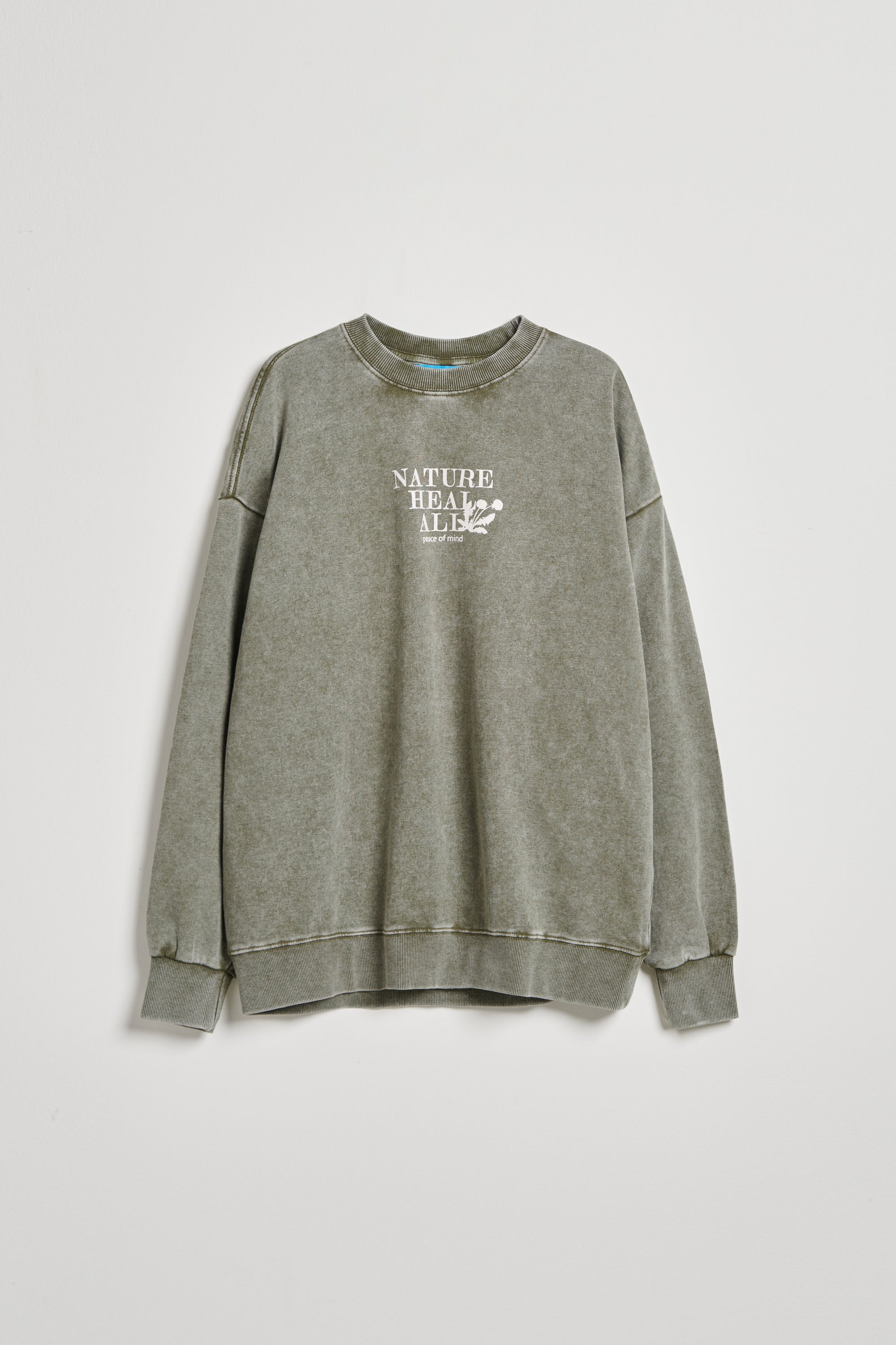 UNISEX厚磅洗水印花寬版TEE-綠色