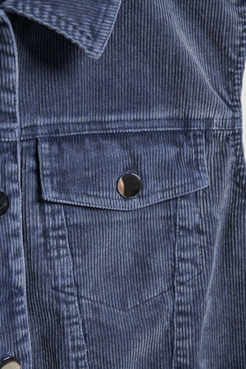 絨面直條紋理短版背心外套-藍色