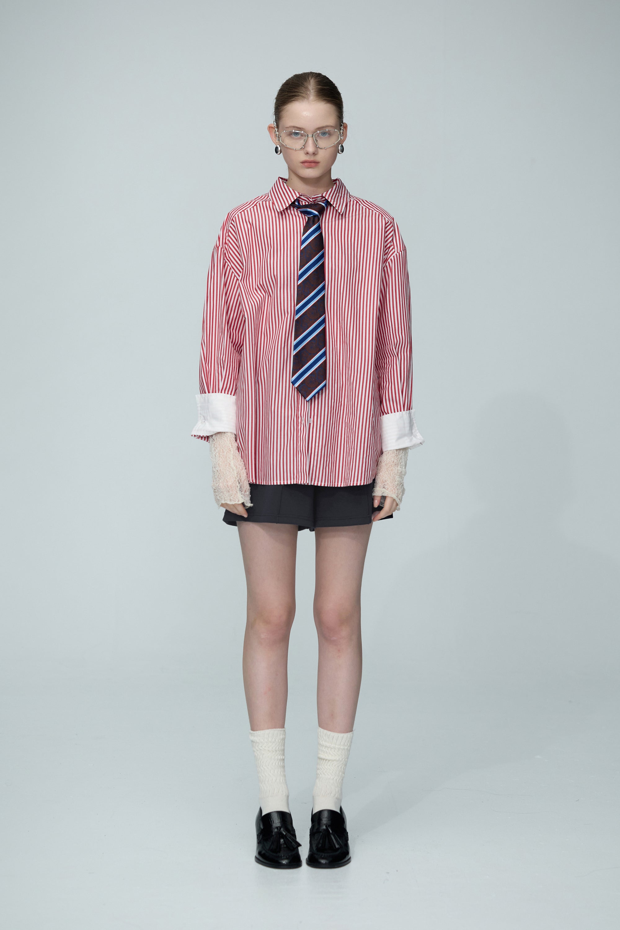 立體蕾絲紋理透肌上衣-杏