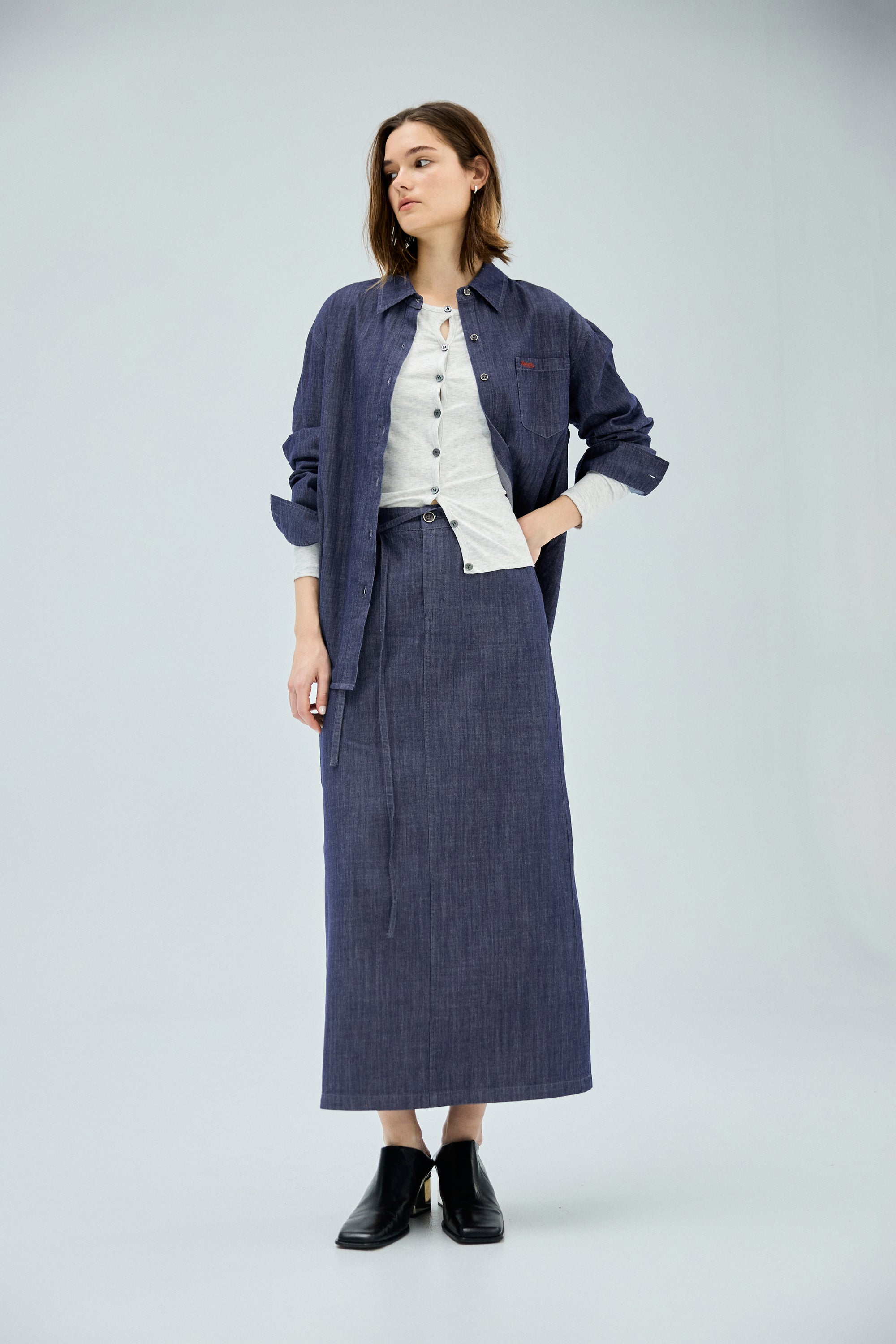 Q彈親膚前後兩穿式合身上衣-灰