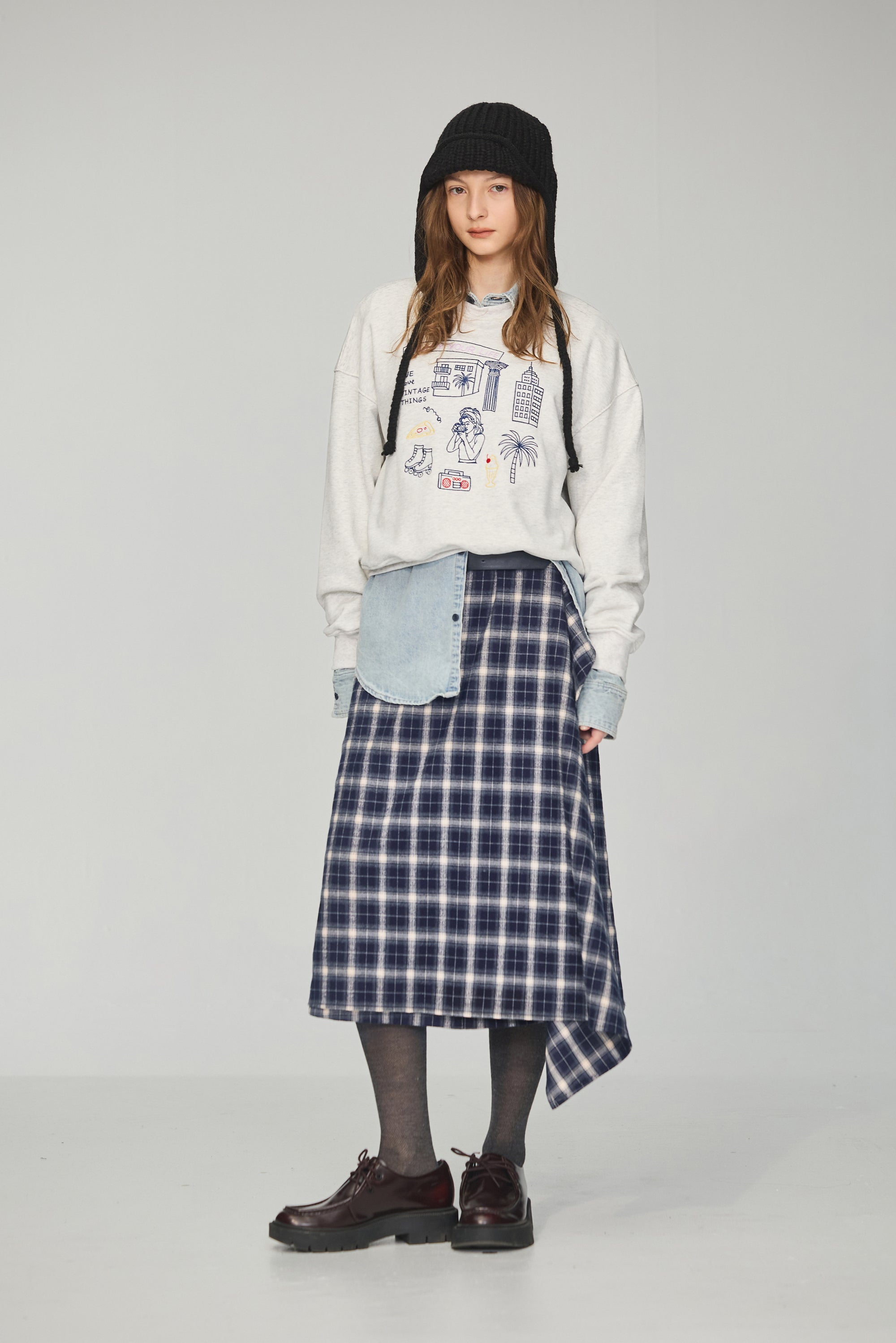 復古水洗丹寧襯衫-藍色