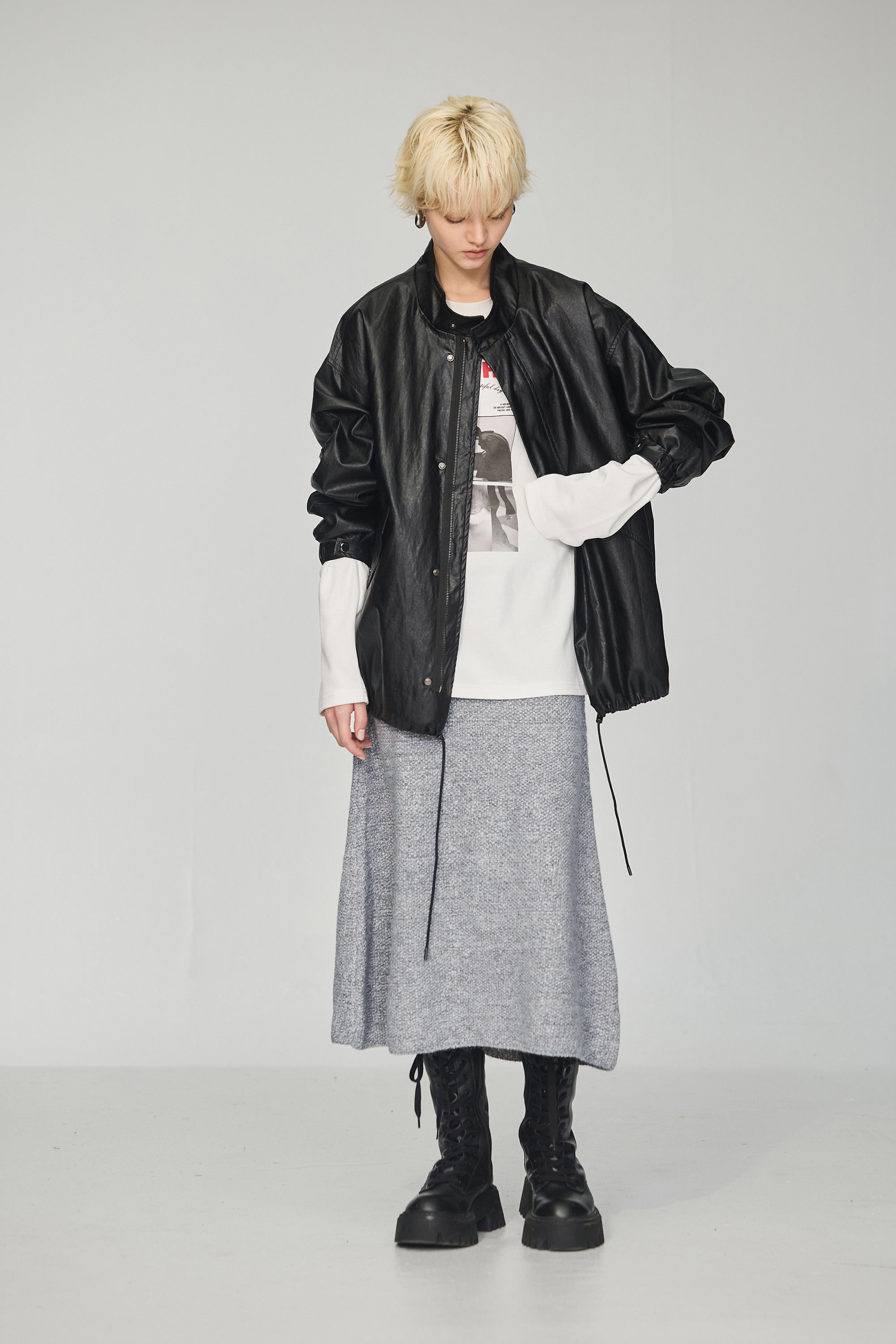 花紗背心長裙套裝兩件組-灰