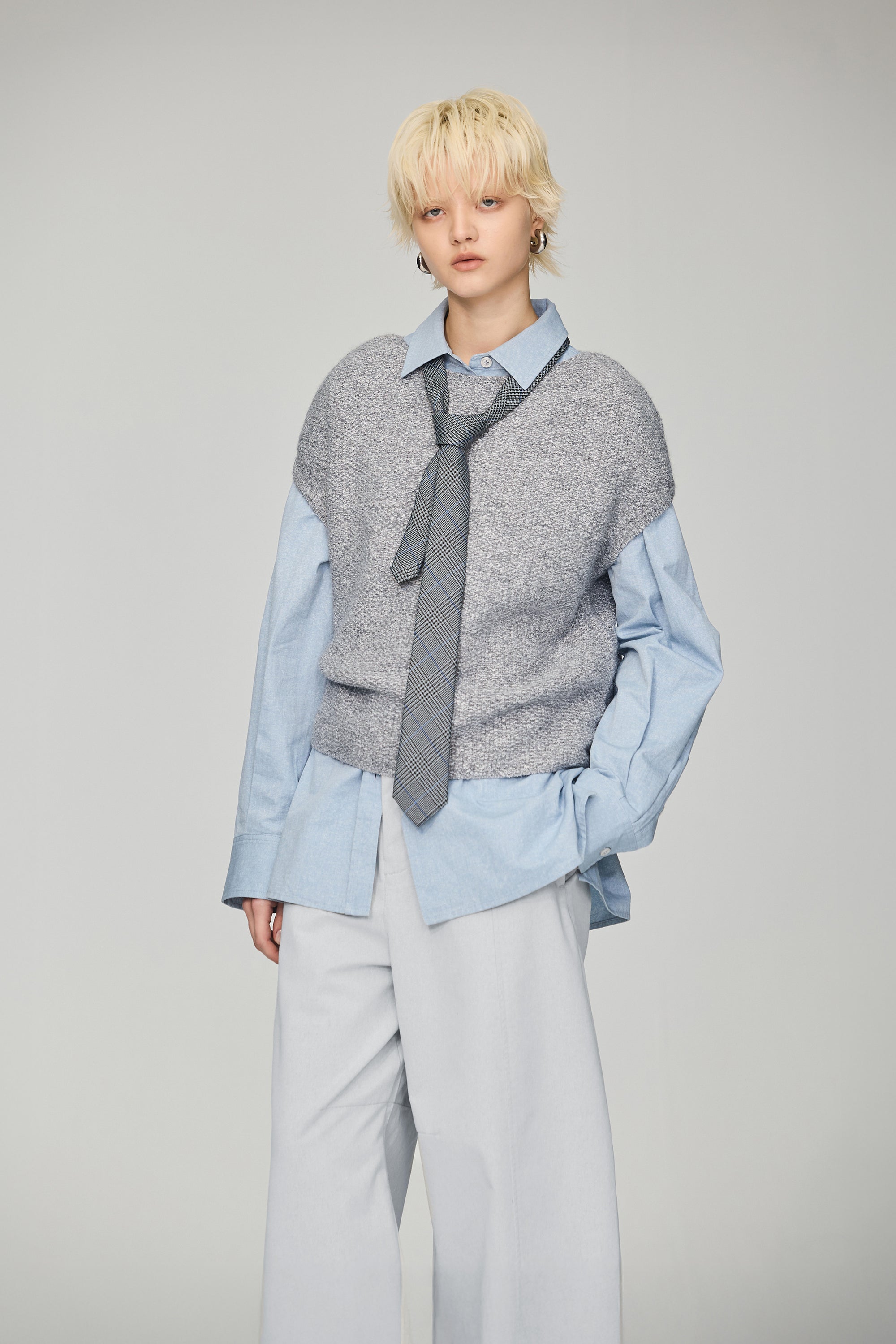 花紗背心長裙套裝兩件組-灰