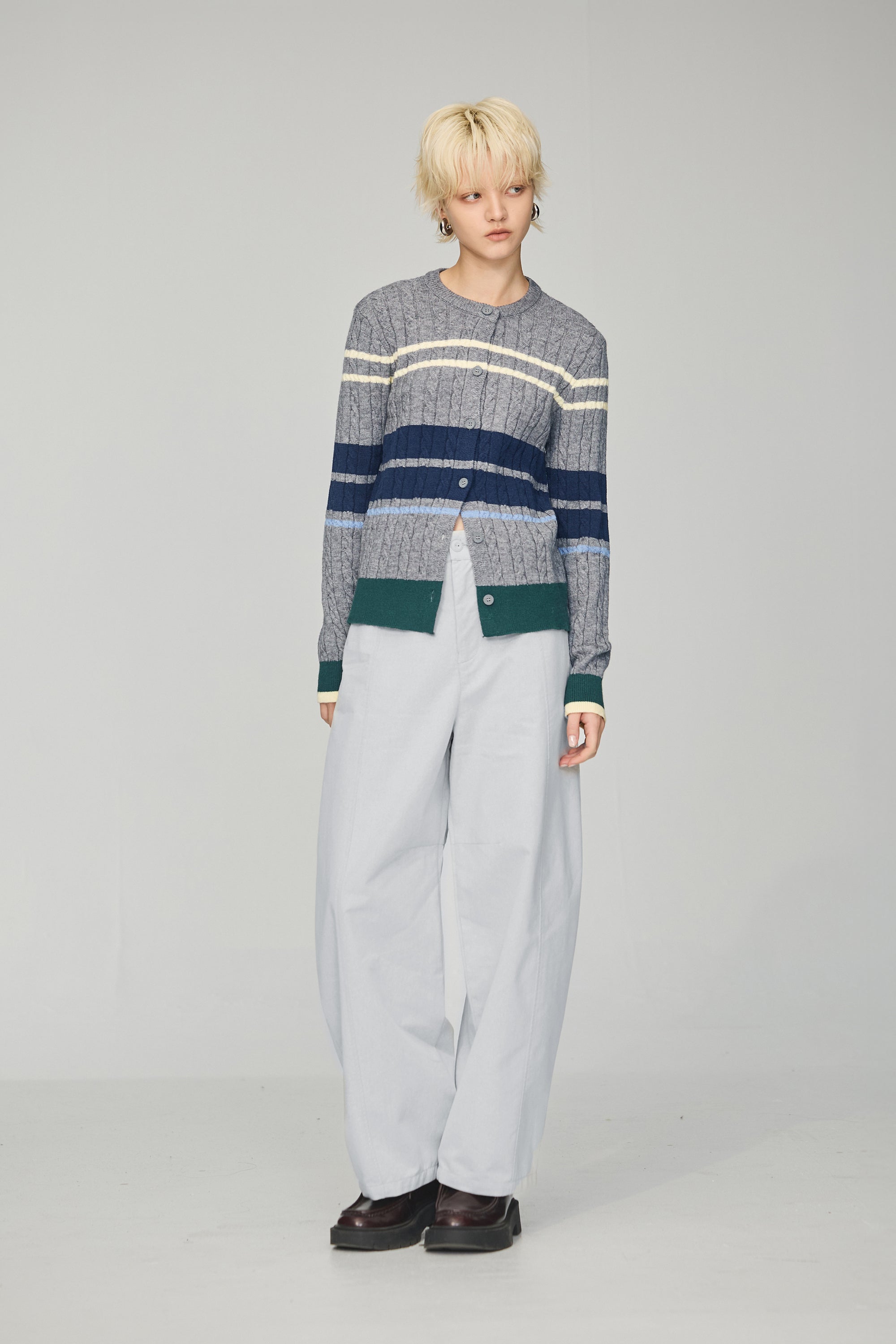 水洗彎刀工裝褲-灰