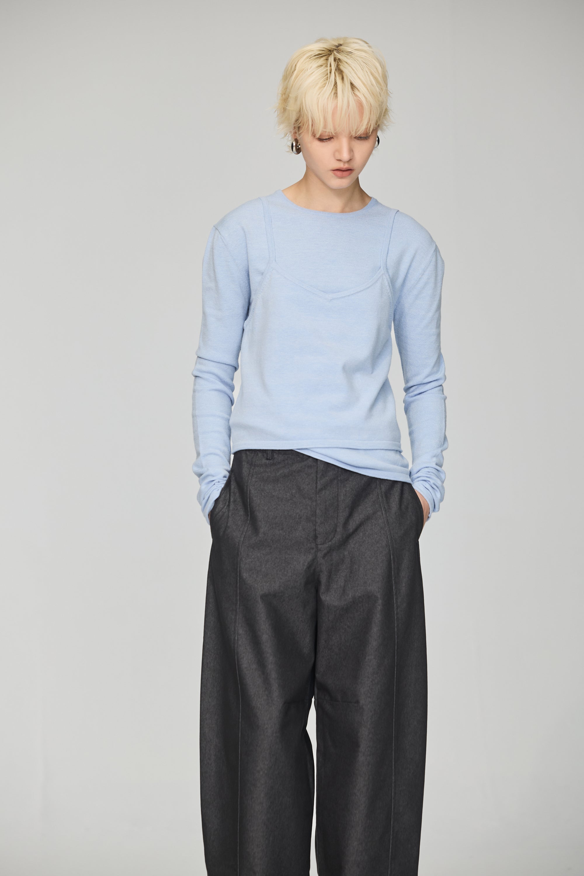 水洗彎刀工裝褲-深灰