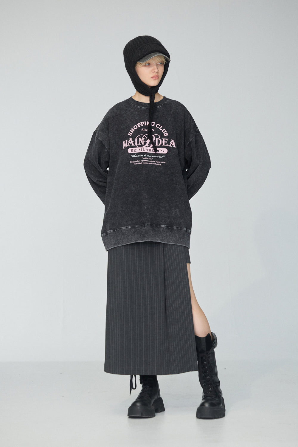 針織飛行造型帽-黑