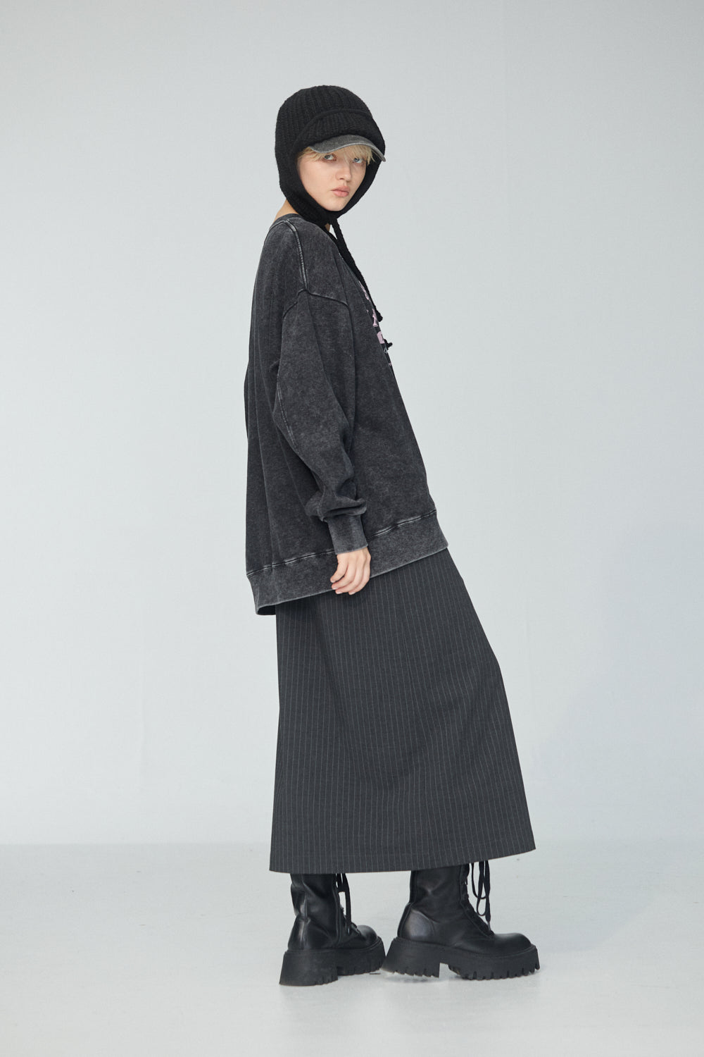 針織飛行造型帽-黑