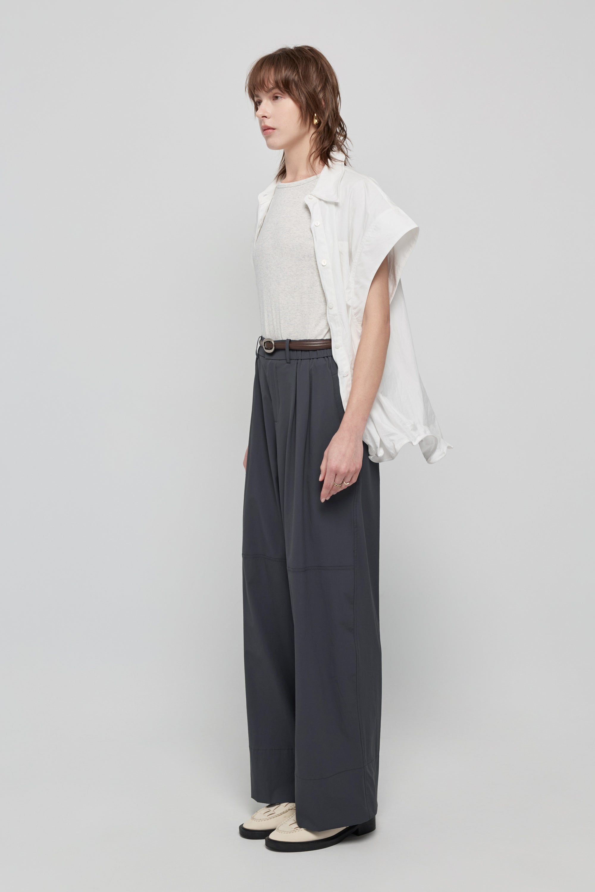 防潑水休閒剪裁工裝褲-深灰