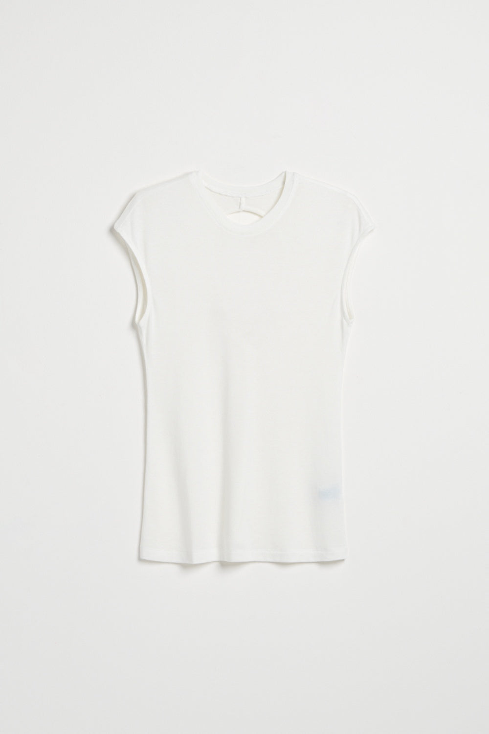 親膚透氣羊毛混紡鏤空挖背無袖上衣-白