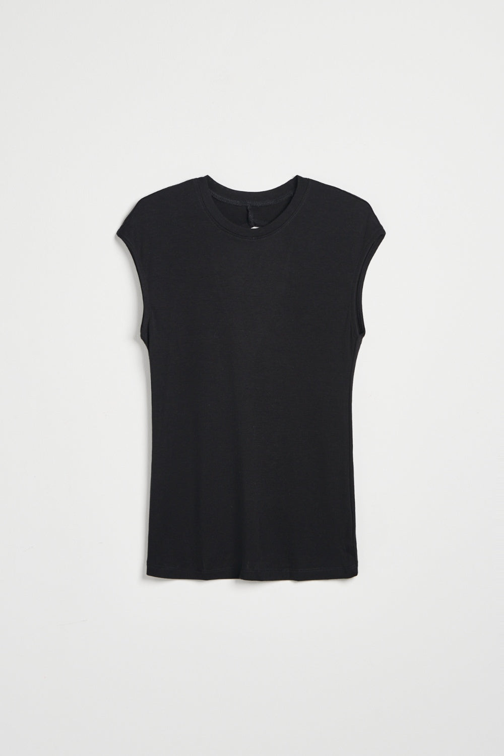 親膚透氣羊毛混紡鏤空挖背無袖上衣-黑