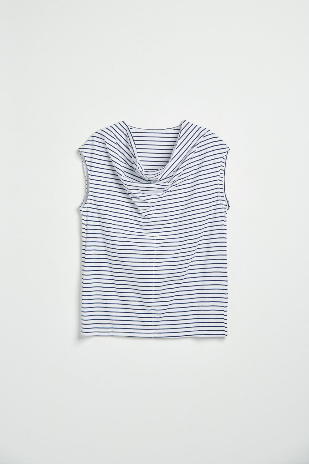 垂墜領條紋無袖上衣-藍白條
