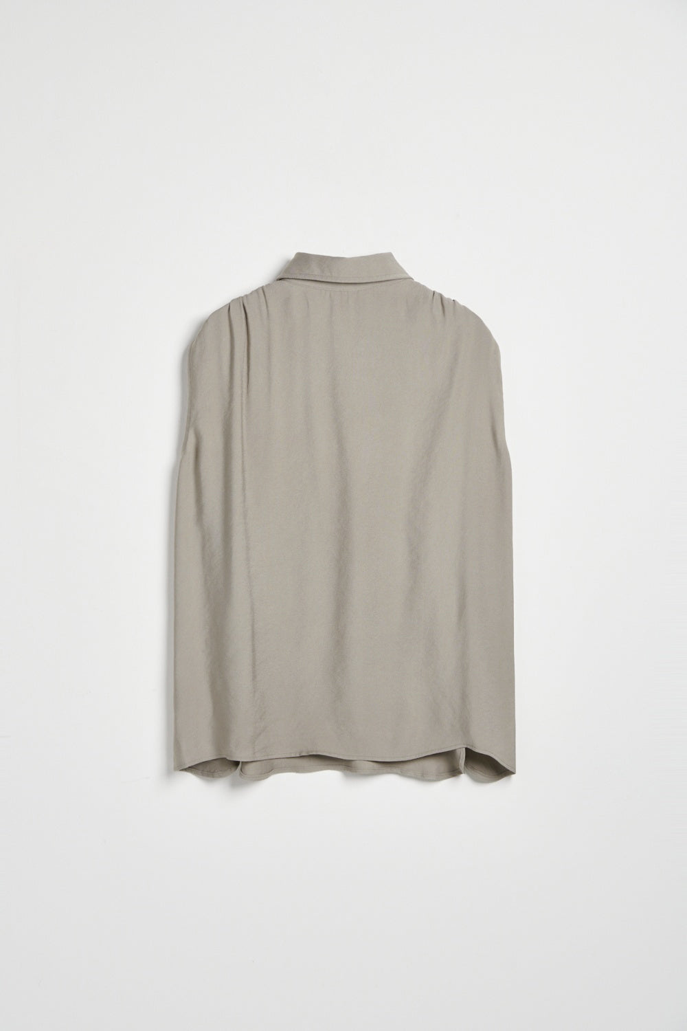 垂墜感襯衫領無袖上衣-灰