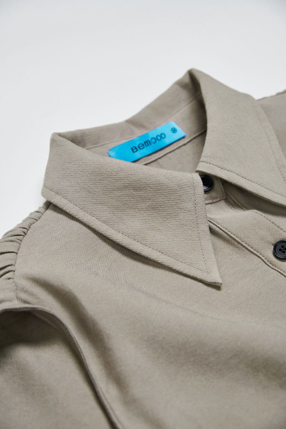 垂墜感襯衫領無袖上衣-灰