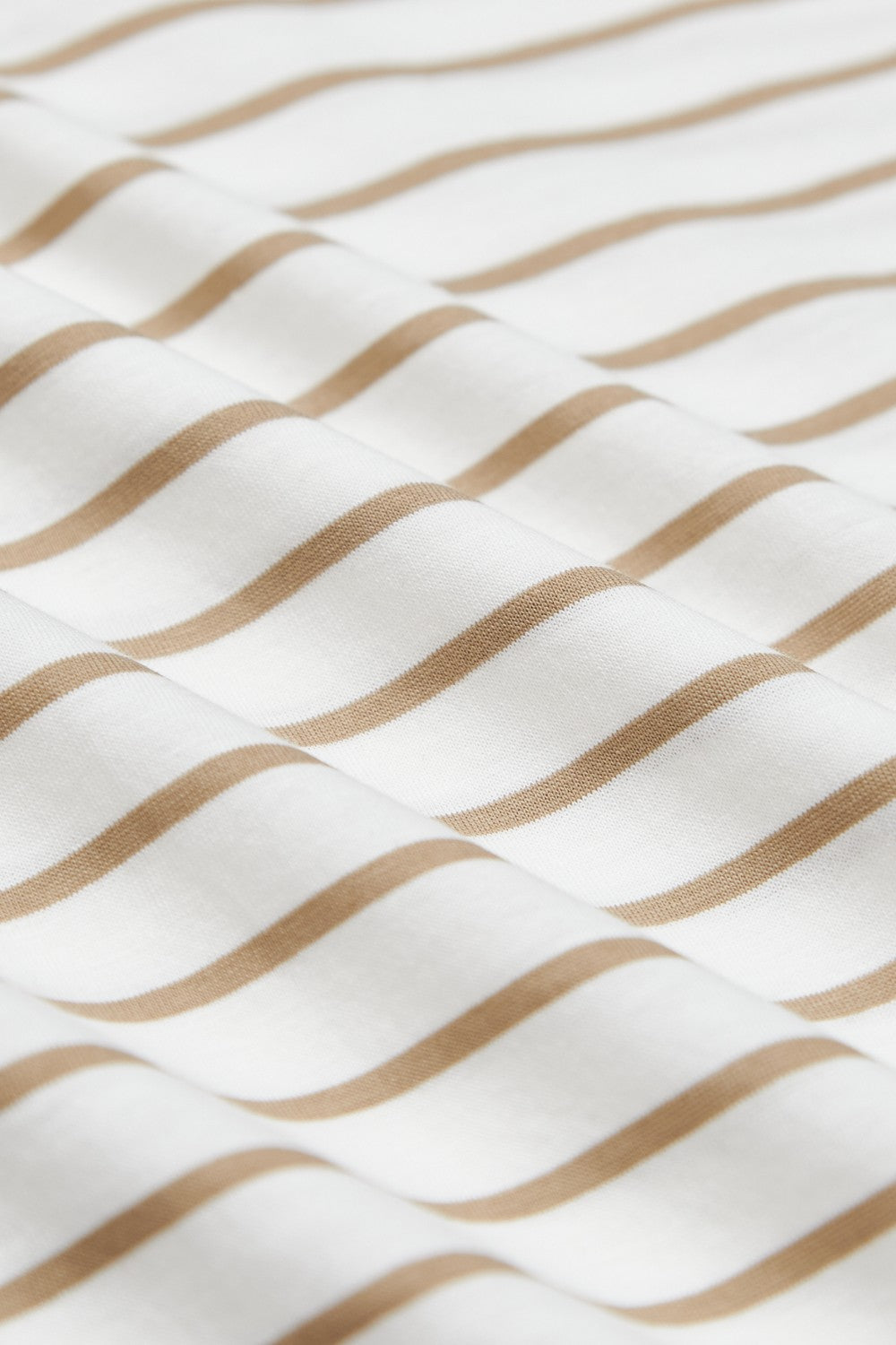 圓V領條紋長袖上衣-卡其