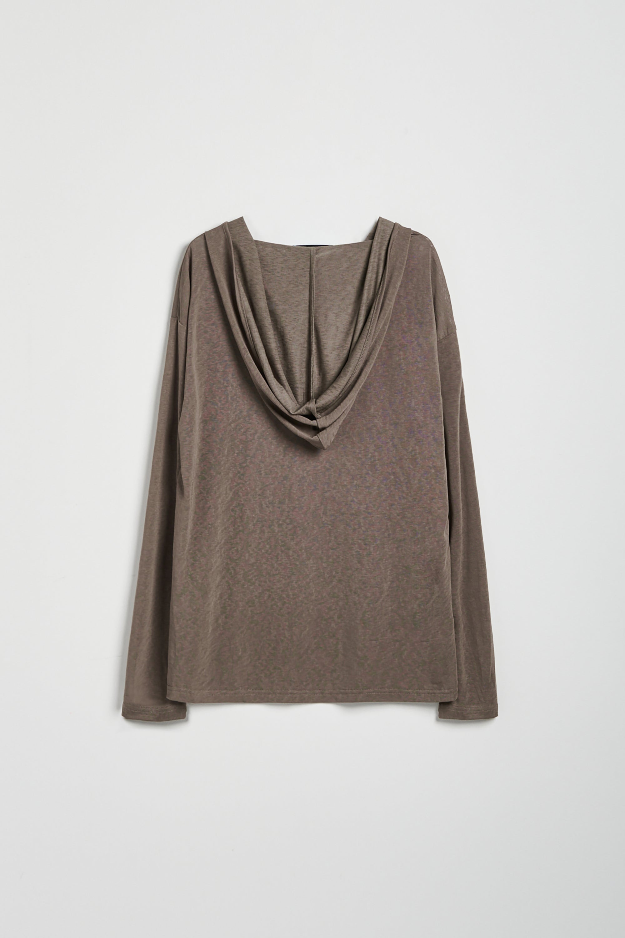 萊賽爾連帽口袋長袖上衣-灰咖