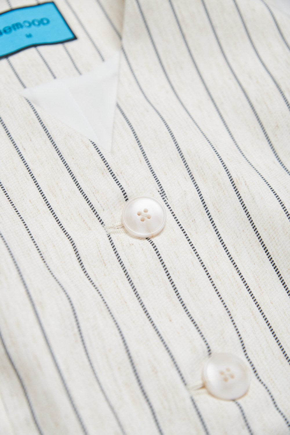 直條紋西裝背心式外套-卡其