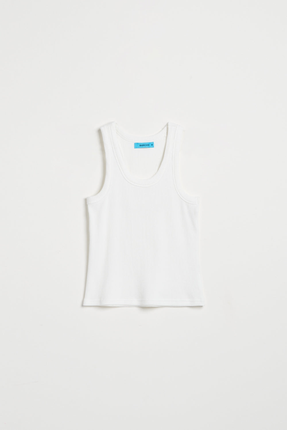 U領坑條工字背心-白