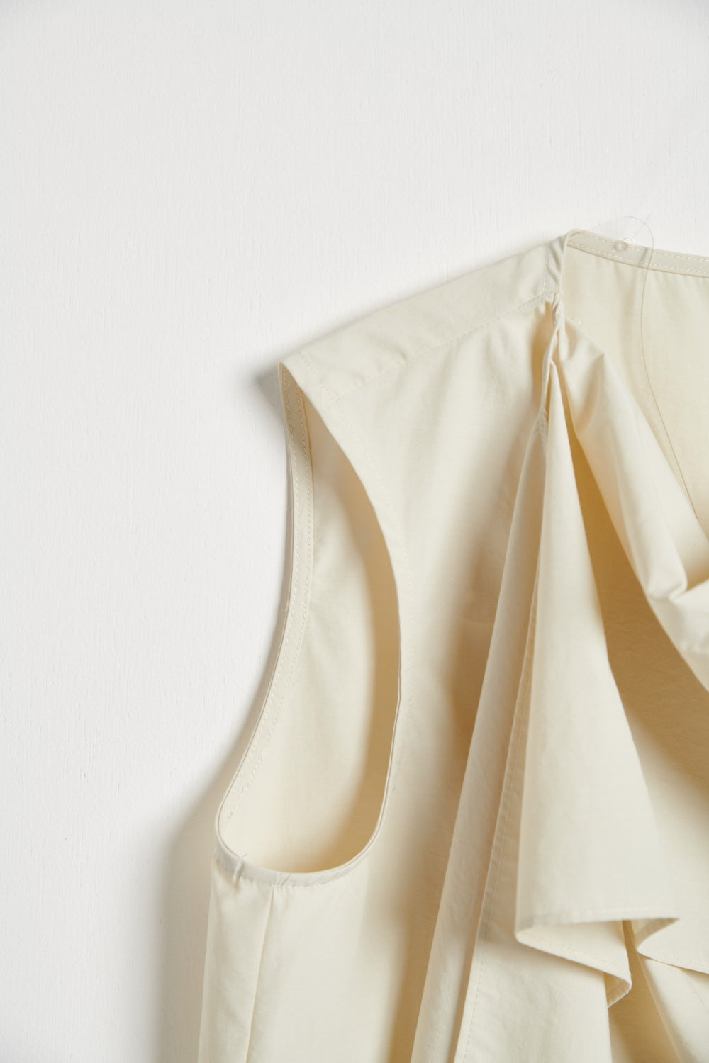 自然紋理面料垂墜領上衣-綠色