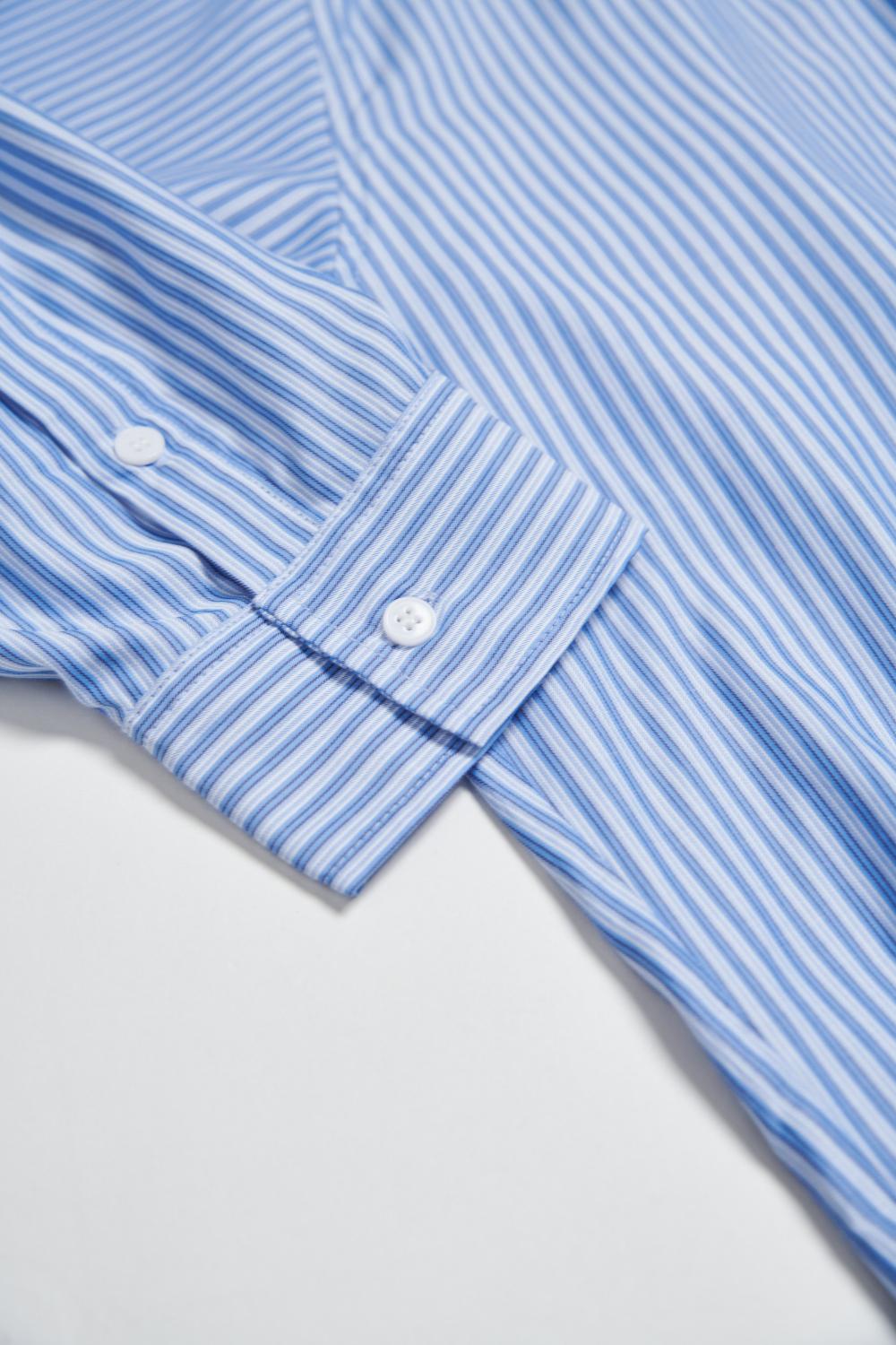 親膚天絲兩穿長版襯衫-藍色