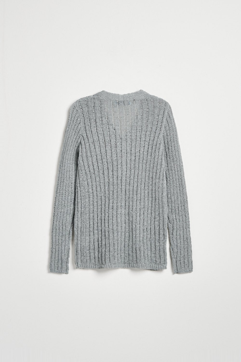 鏤空編織微透感V領開襟針織外套-灰