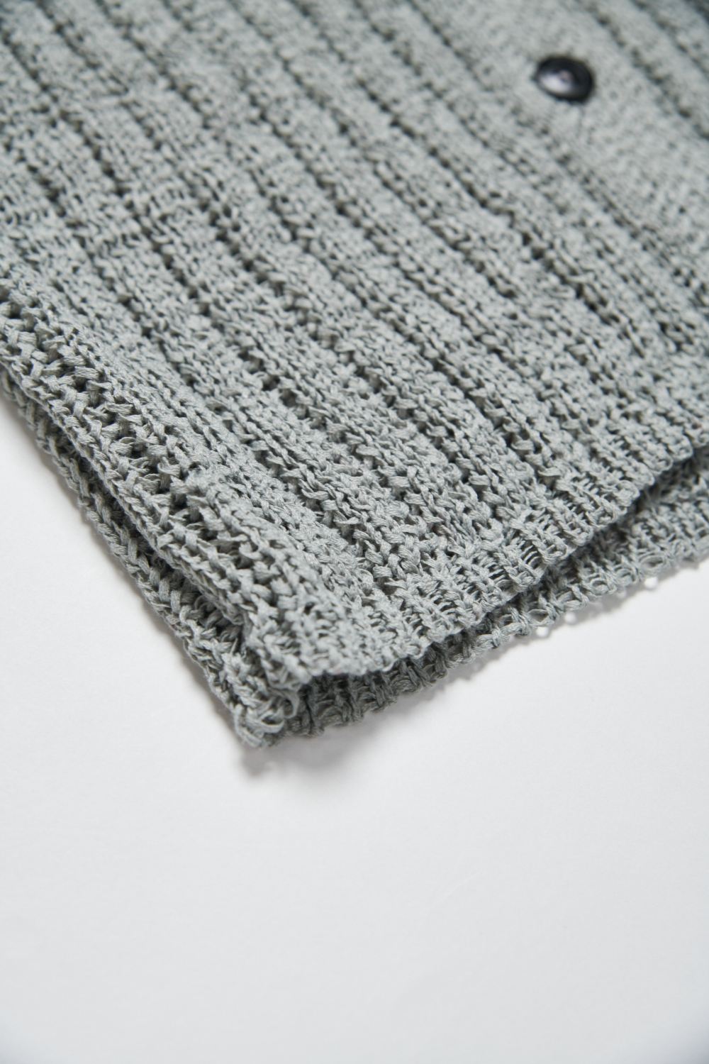 鏤空編織微透感V領開襟針織外套-灰