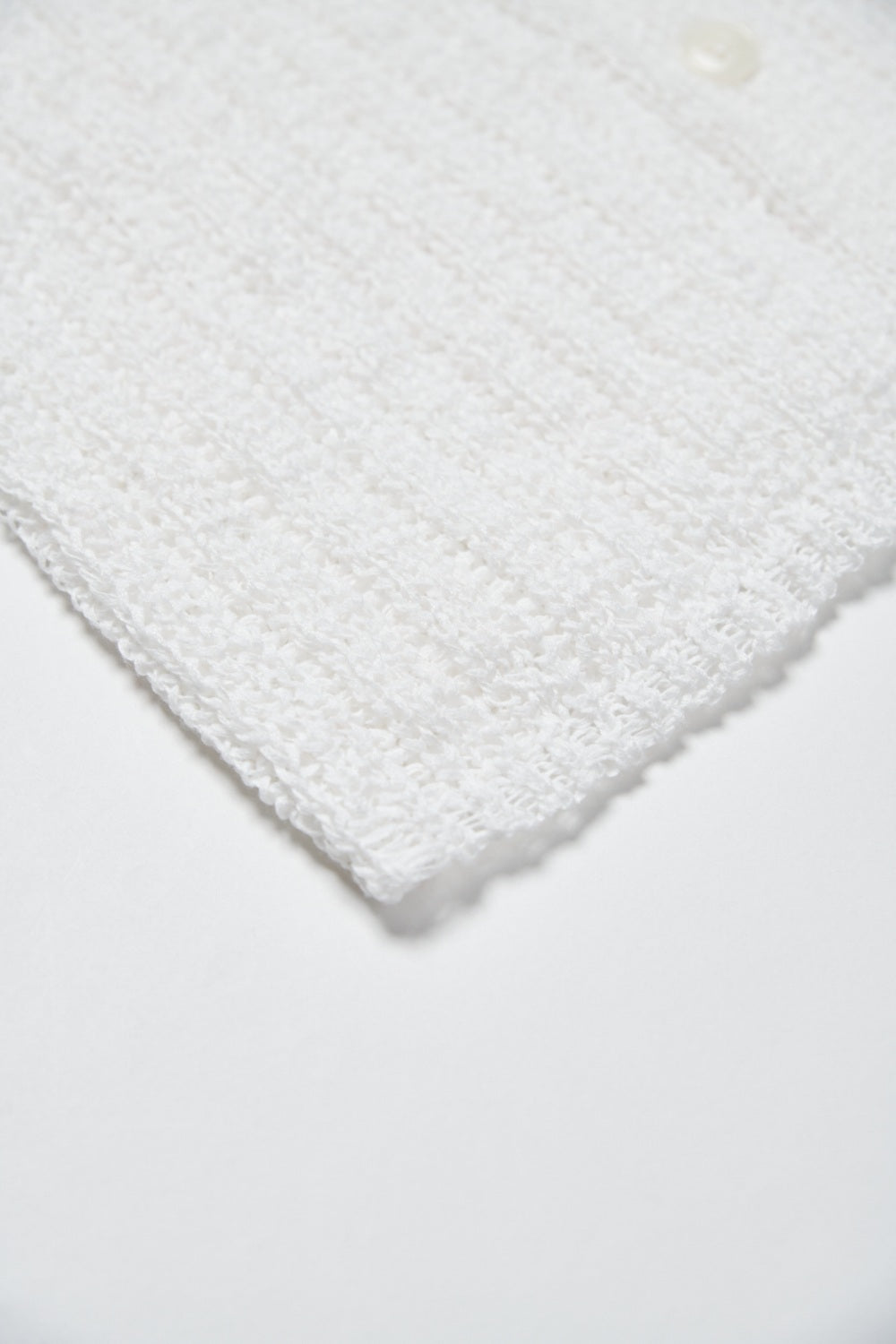 鏤空編織微透感V領開襟針織外套-白