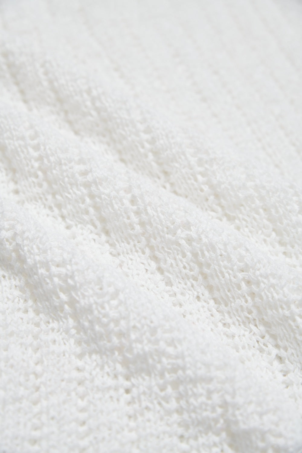 鏤空編織微透感V領開襟針織外套-白