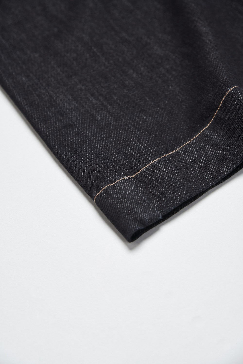 斜門襟開叉配色壓線丹寧牛仔長裙-黑