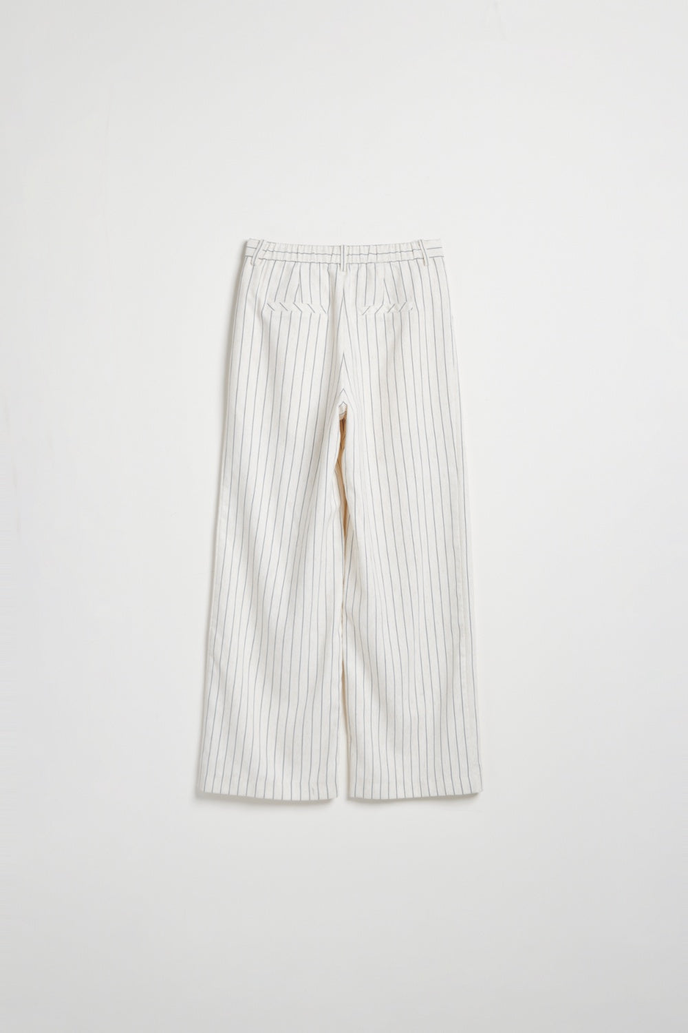 直條紋抓褶西裝直筒寬褲-卡其