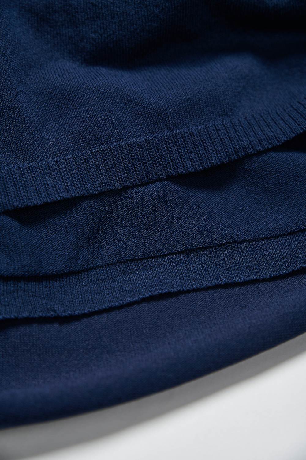 百搭捲邊裙襬針織長裙-藍色