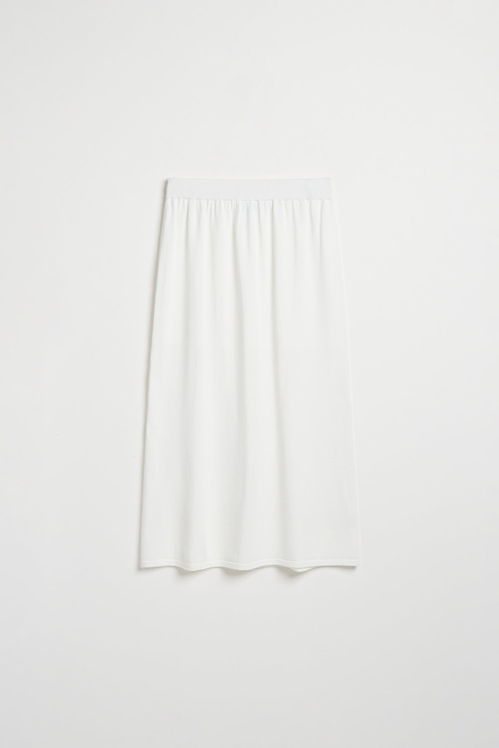 百搭捲邊裙襬針織長裙-白