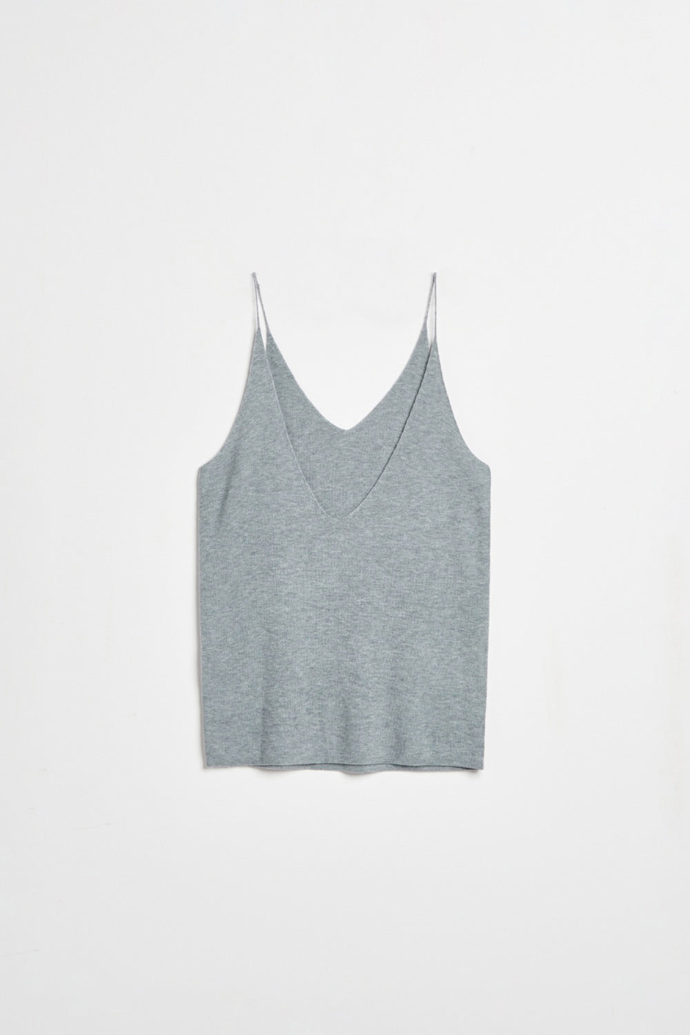 細肩帶柔感羊毛混紡修身針織背心-灰