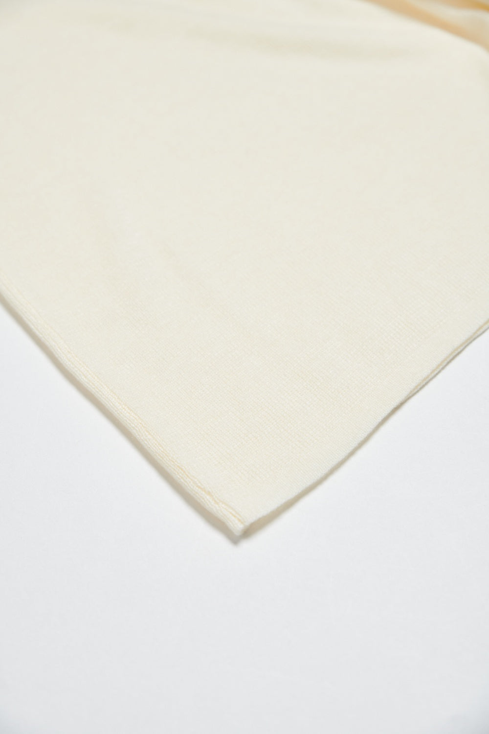 細肩帶柔感羊毛混紡修身針織背心-米