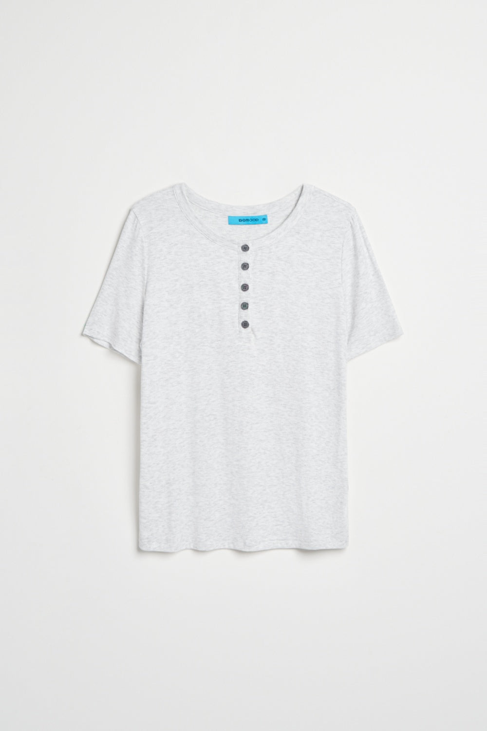 Q彈親膚開釦上衣-灰