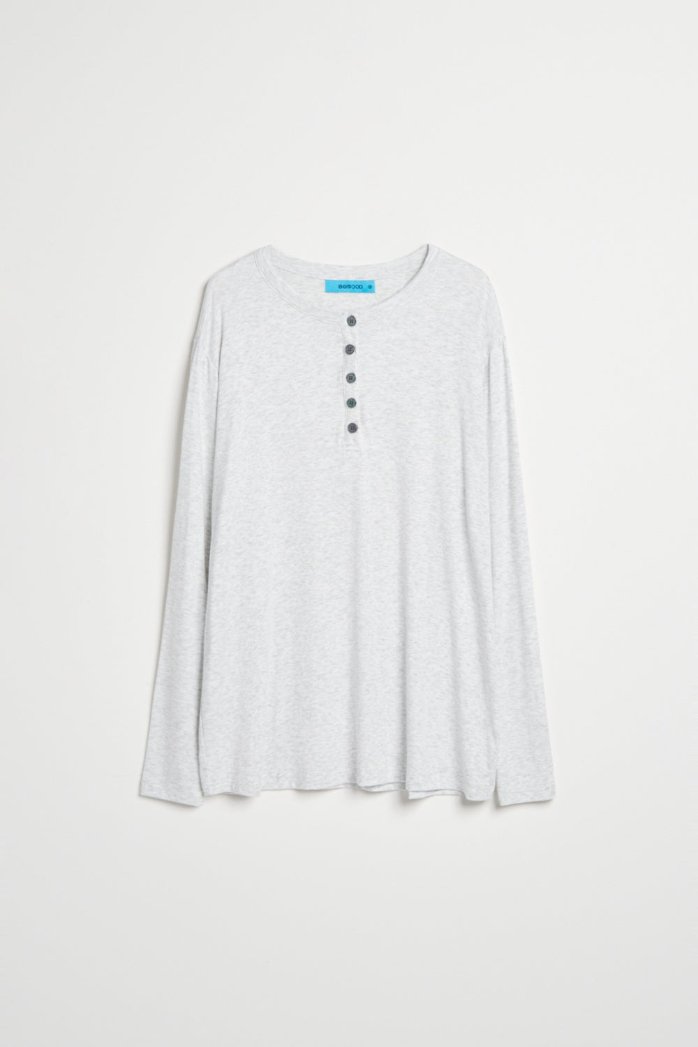 Q彈親膚落肩開釦上衣-灰