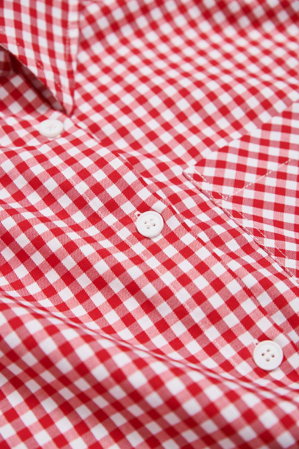 格紋束口下襬短襯衫-紅色