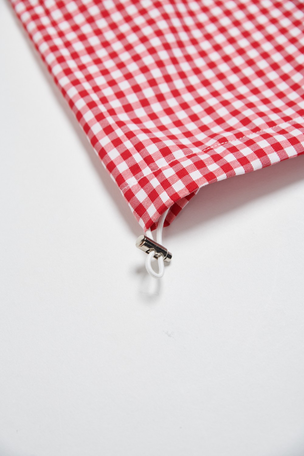 格紋束口下襬短襯衫-紅色