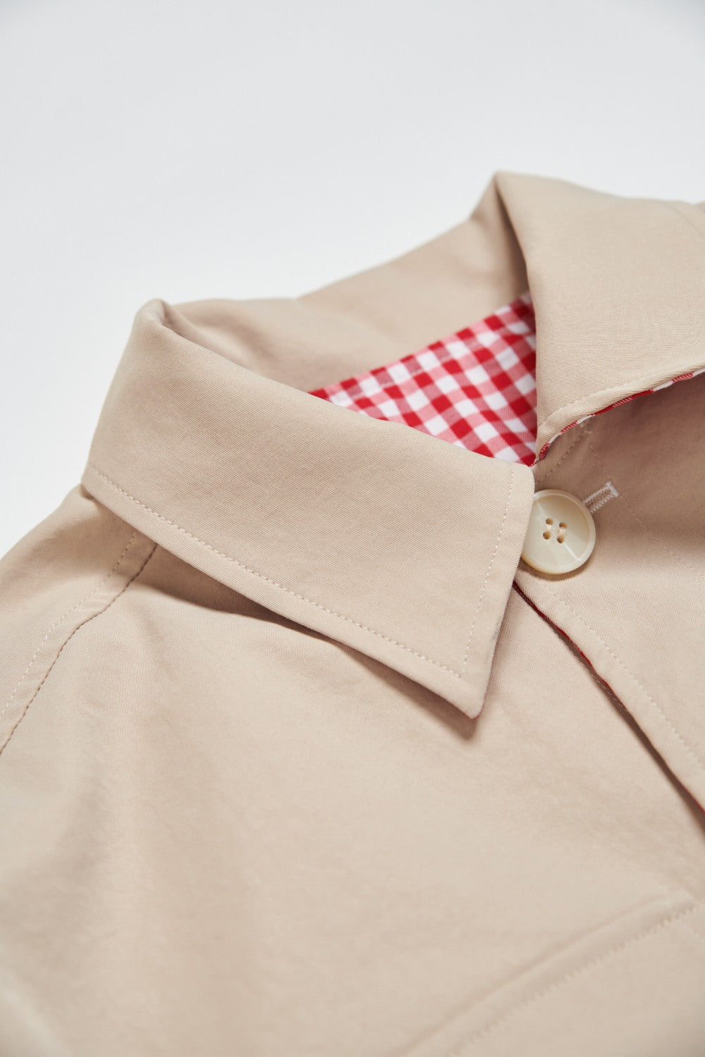 格紋短版雙面穿外套-紅色