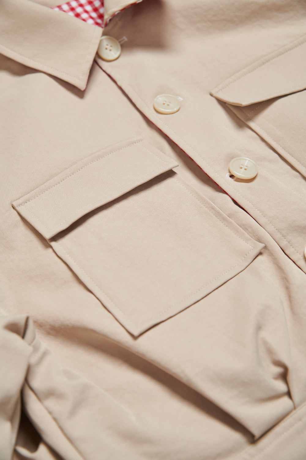 格紋短版雙面穿外套-紅色