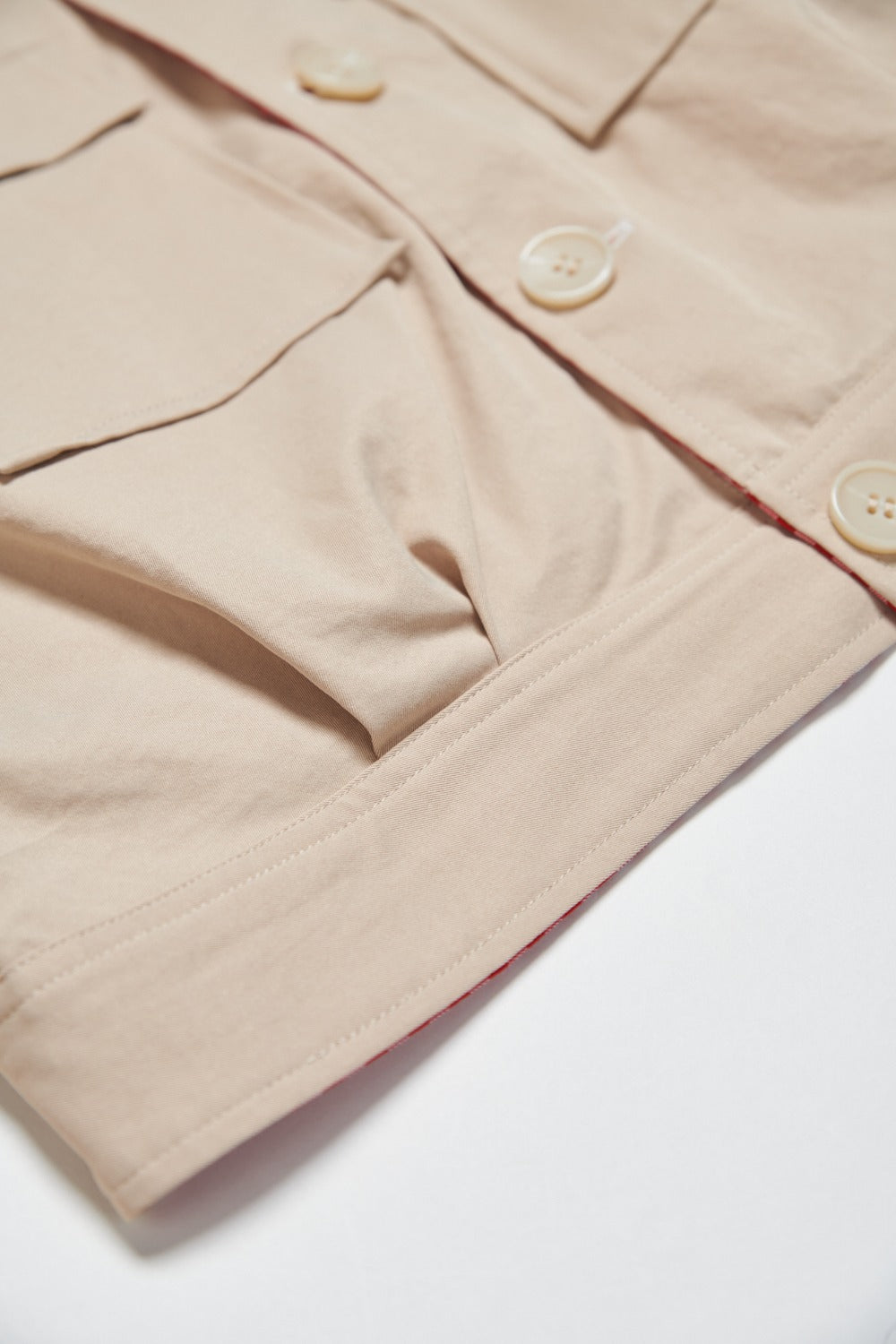 格紋短版雙面穿外套-紅色