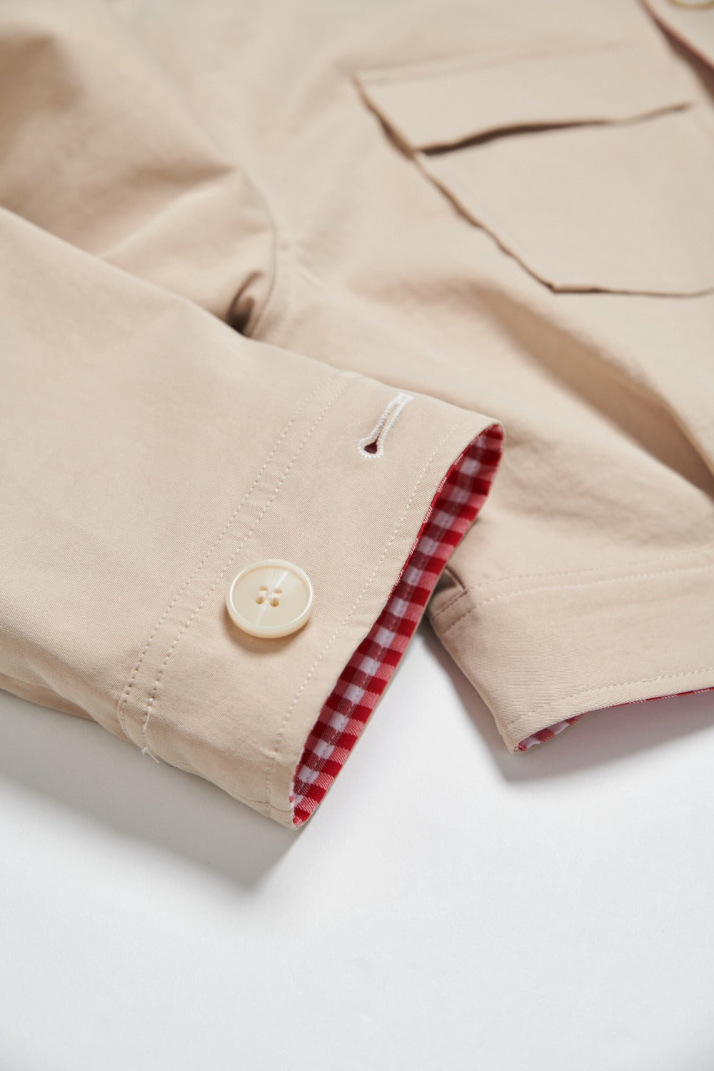 格紋短版雙面穿外套-紅色