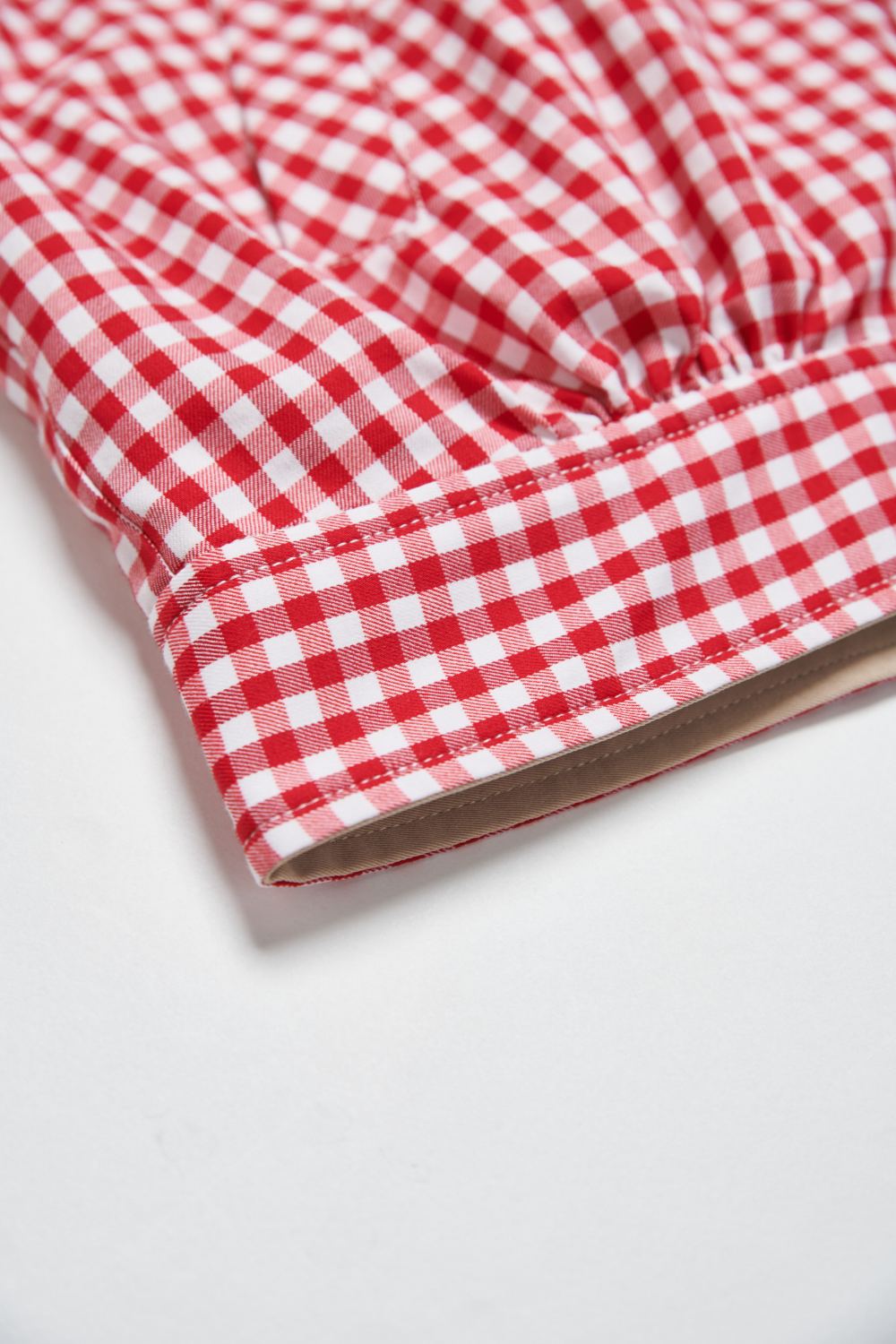 格紋短版雙面穿外套-紅色