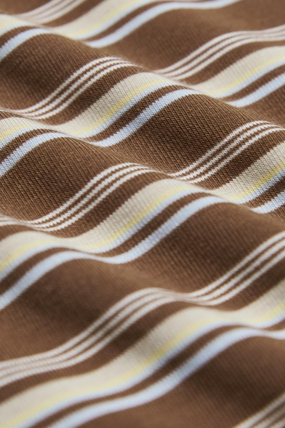 Q彈天絲彩色配條落肩開釦上衣-彩色條