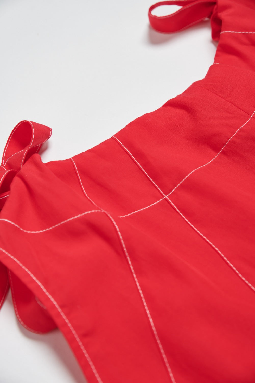 蝴蝶結造型傘襬無袖上衣-紅色
