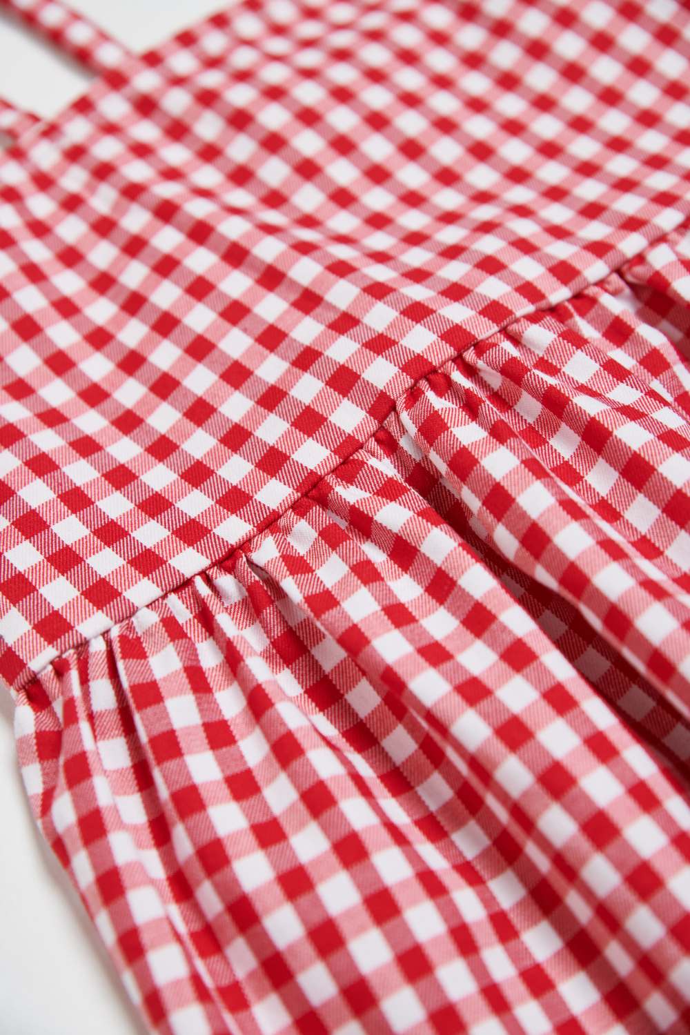 平口格紋細肩帶上衣-紅色