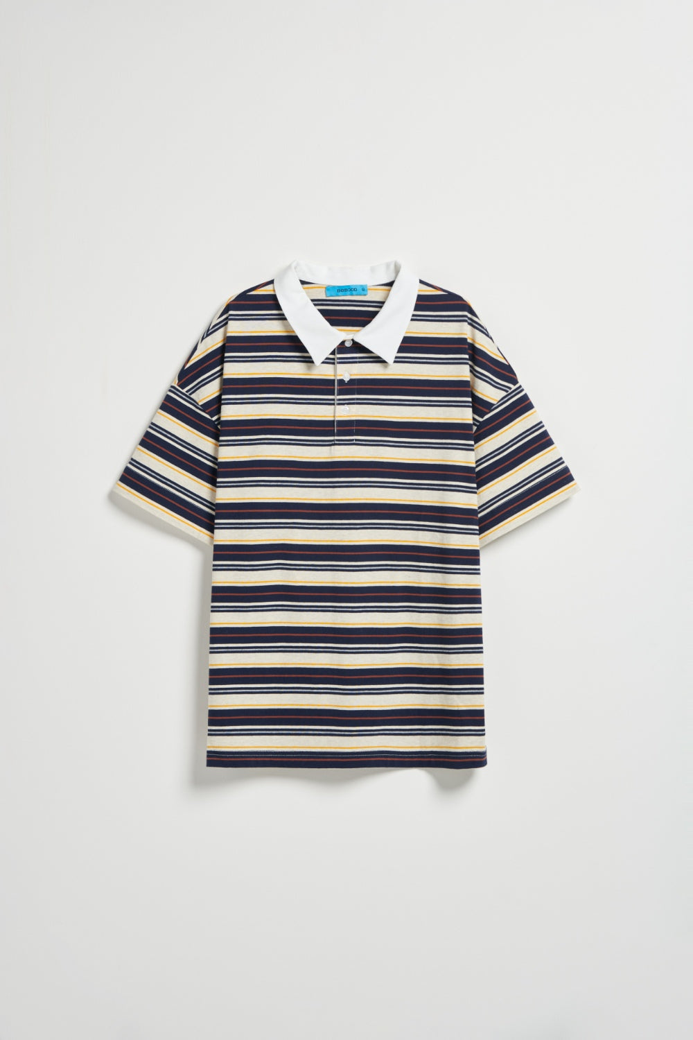 UNISEX-多彩條紋寬版POLO衫-彩色條