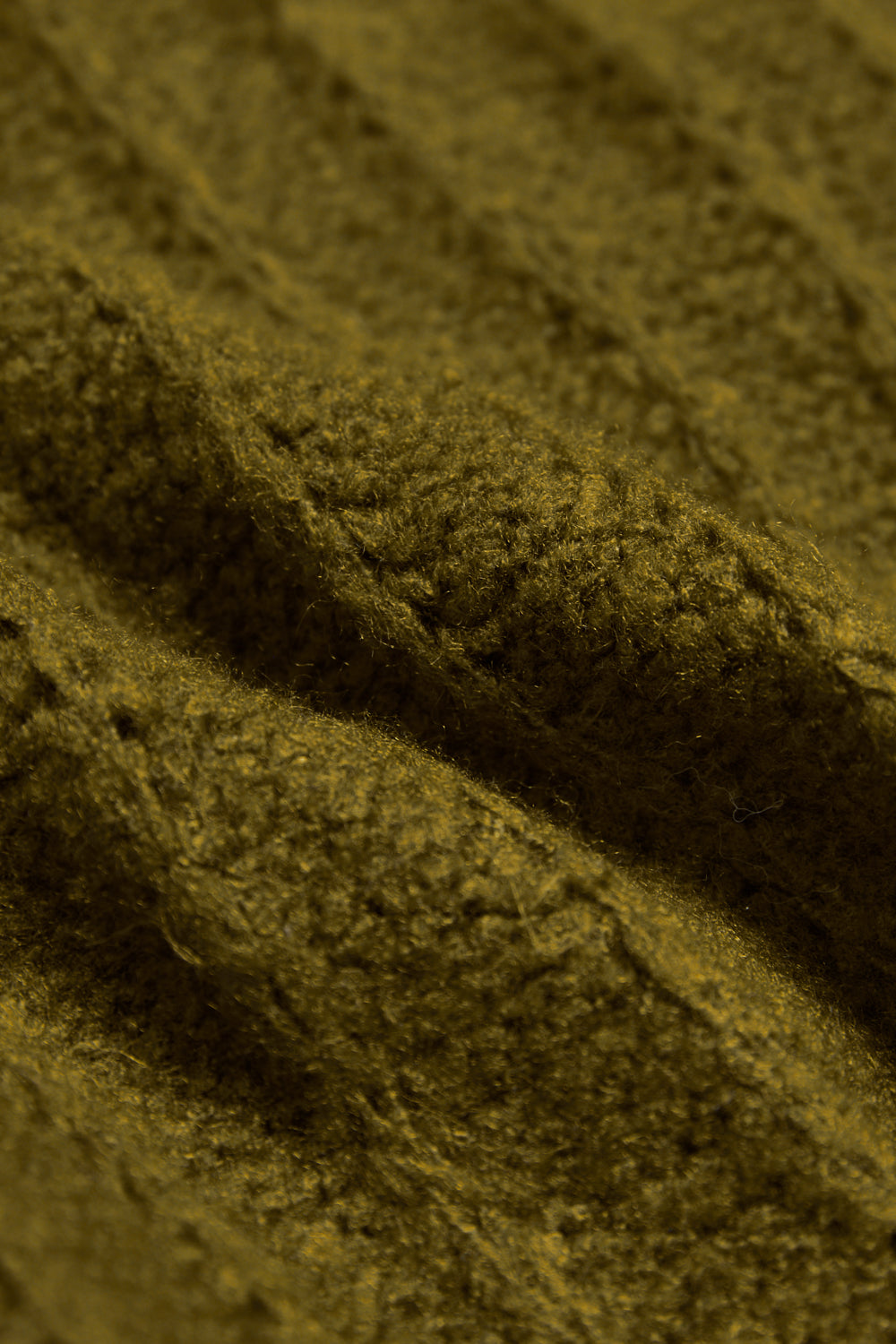 絨感毛圈紗寬短版針織毛衣-綠色